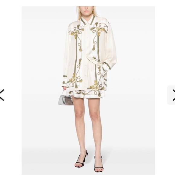 NEW Alexander Wang Baroque Print Silk Boxer Shorts - Picture 2 of 14